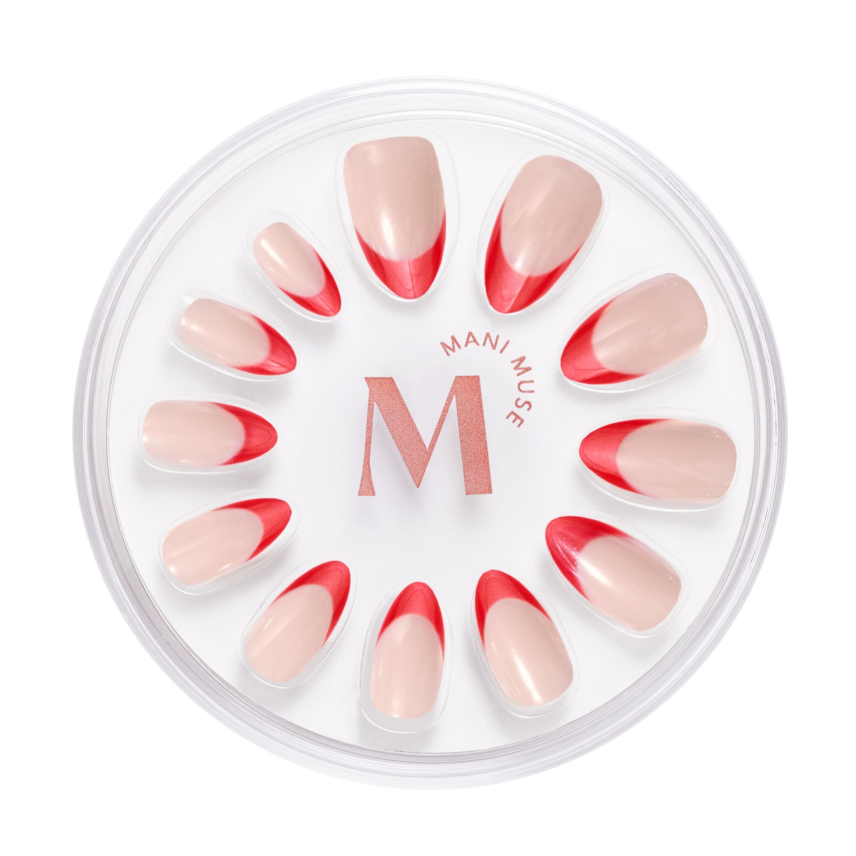 Mani Muse Red French Tip Press-on Nails - Almond